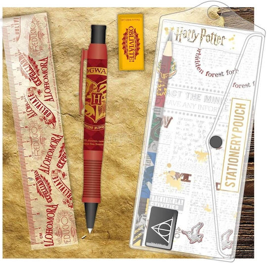 Blue Sky Studios Harry Potter Stationery Pouch with Pencil, Pen, Eraser, Sharpener, and Ruler Kids Stationery Set with Sharpener, Eraser, Pen and Ruler
