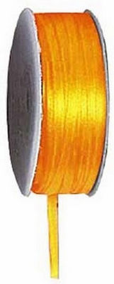 Ribbon Satin In Orange Colour Κορδέλα Σατέν Διπλής Όψης με Ούγια Πορτοκαλί 3mmx100μ 3mm 100m 1pcs