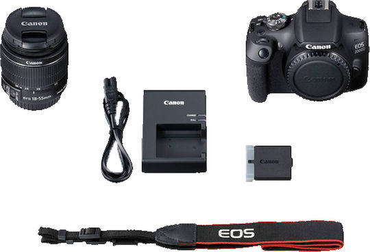 Canon DSLR Camera EOS 2000D Crop Frame Kit (EF-S 18-55mm F3.5-5.6 SEE) Black