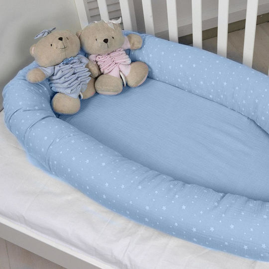 Baby Oliver Baby Nest Pillow Muslin Light Blue 95x55cm