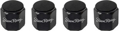 Simoni Racing Arcade Car Tire Valve Caps Aluminum Black 4pcs