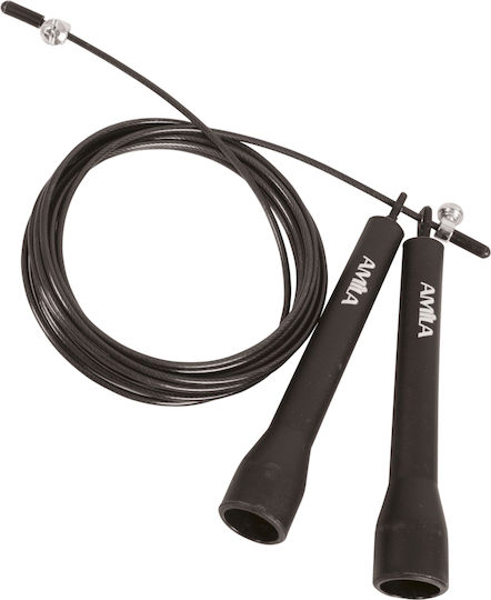 AMILA Speed Rope Σχοινάκι Ταχύτητας 3m Μαύρο με Ρυθμιζόμενο Μήκος