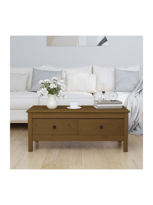 Rectangular Solid Wood Coffee Table Μελί L100xW50xH40cm