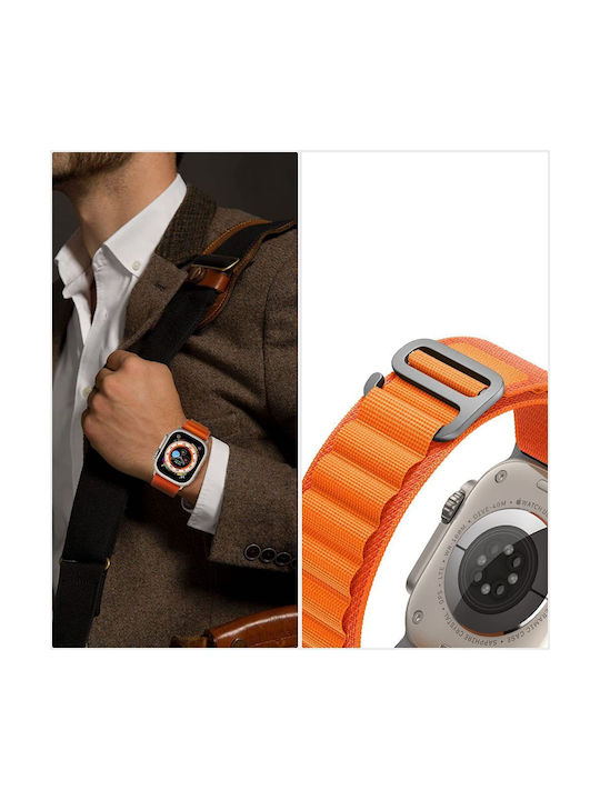 Tech-Protect Fabric Strap Black Orange Apple Watch 4 5 6 7 8 9 Se Ultra 1 2