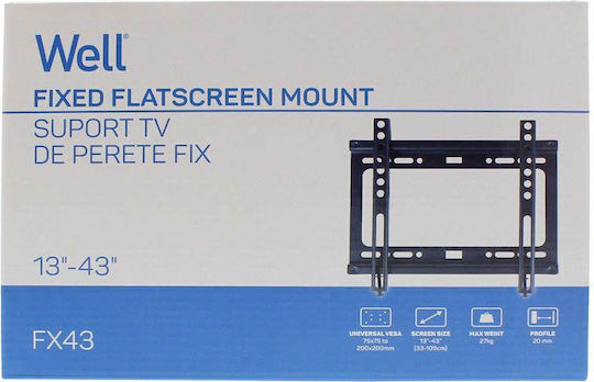 Well FX43 Βάση Τηλεόρασης Τοίχου έως 43" και 27kg