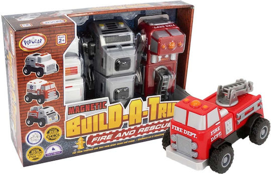 Popular PlayThings Μαγνητικό Παιχνίδι Κατασκευών Magnetic Build a Truck Fire and Rescue για Παιδιά 2+ Ετών 60402