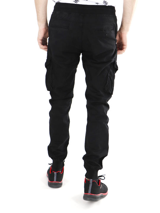 Double Men's Sweatpants with Rubber Black