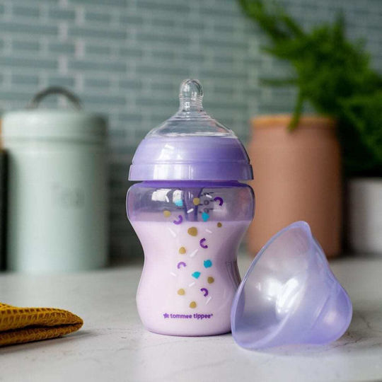 Tommee Tippee Πλαστικό Μπιμπερό Advanced Anti-Colic Κατά των Κολικών με Θηλή Σιλικόνης για 0+ μηνών Μωβ Purple 260ml