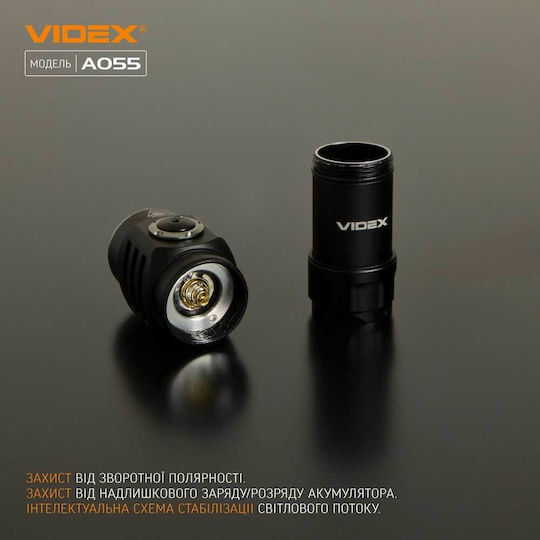 Videx Επαναφορτιζόμενος Φακός LED IP68 με Μέγιστη Φωτεινότητα 600lm VLF-A055