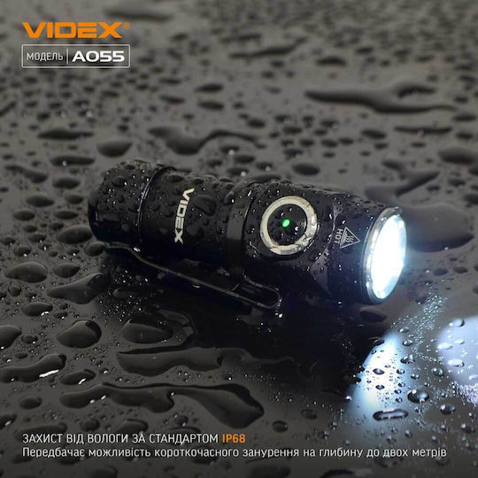 Videx Επαναφορτιζόμενος Φακός LED IP68 με Μέγιστη Φωτεινότητα 600lm VLF-A055