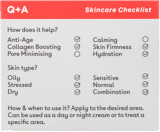 Q+A Natural Skincare Elasticity Cream Face Day 50gr