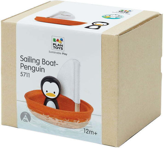 Plan Toys Sailing Boat with Penguin pentru 12++ luni 5711