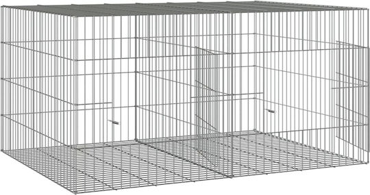 vidaXL Rodent Cage Rabbit Cage 2 Panels Made of Galvanized Iron Silver 110x79x54cm
