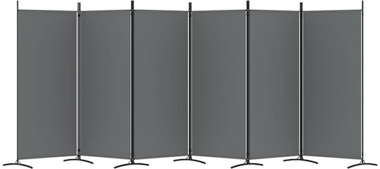 vidaXL Декоративен Параван Текстилен с 6 Панела Charcoal 520x180см