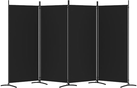 vidaXL Dekorativer Raumteiler Stoff mit 4 Paneelen Black 346x180cm