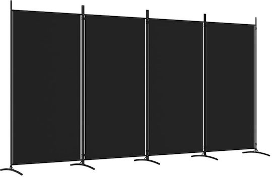 vidaXL Decorativ Paravan Tesatura cu 4 Panouri Black 346x180cm