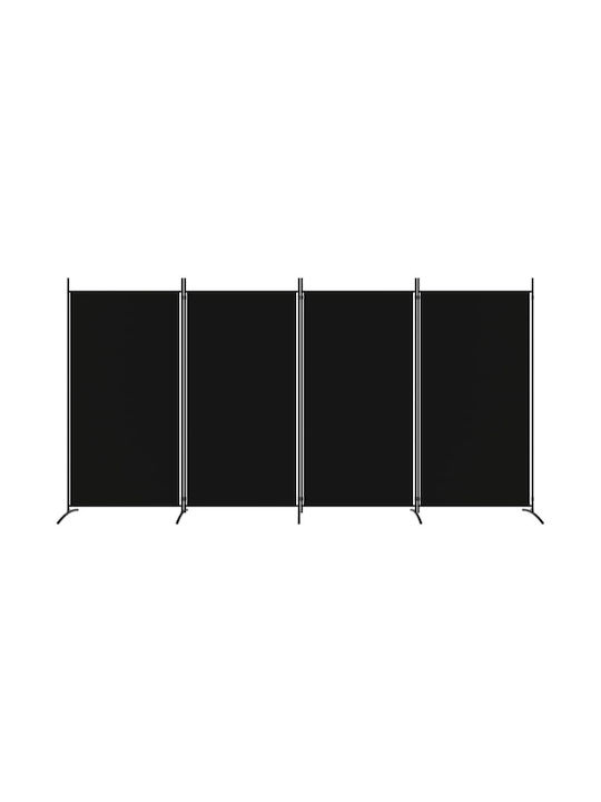 vidaXL Decorative Room Divider Fabric with 4 Panels Black 346x180cm