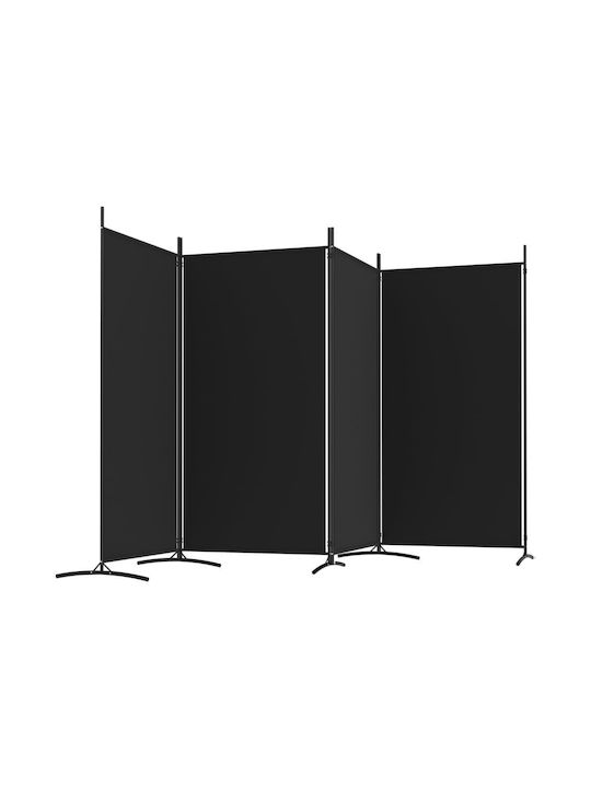 vidaXL Decorative Room Divider Fabric with 4 Panels Black 346x180cm