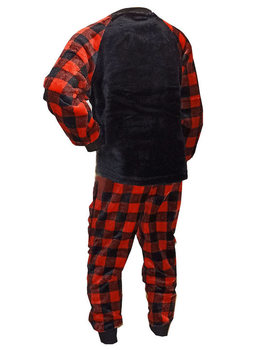 Join Set Top & Bottom Kids Winter Velvet Pyjamas Black