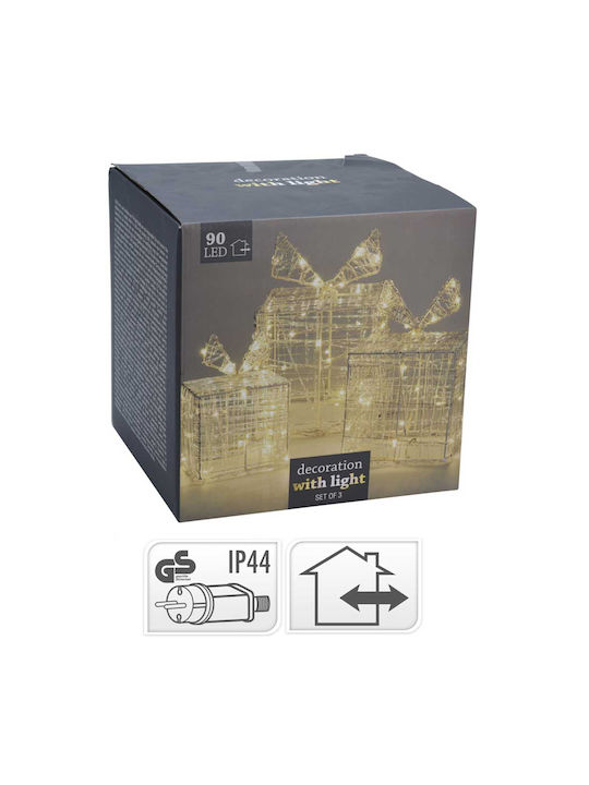 Illuminated Christmas Plastic Figure Box White 3pcs Warm