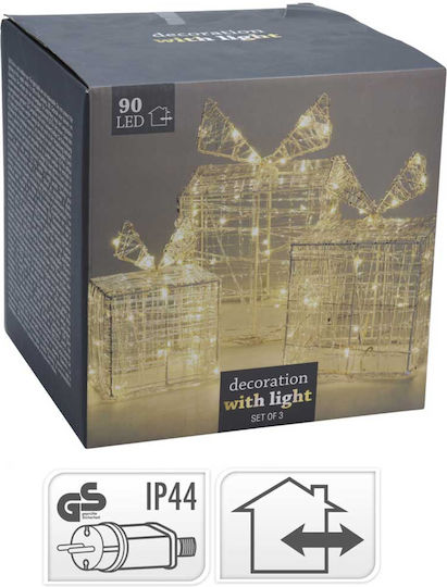 Beleuchtet Weihnachtliche Kunststoff Figur Box Weiß 3Stück Warm