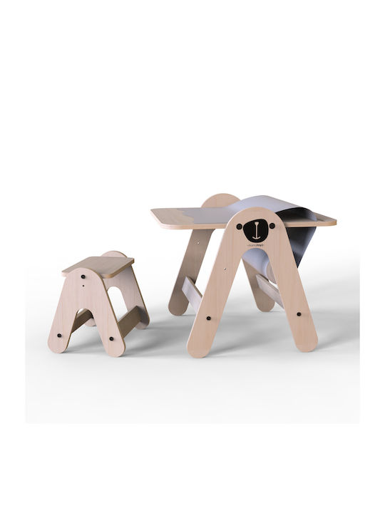 Bear Kids Table and Chairs Set made of Wood Beige