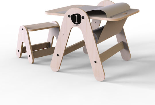 Bear Kids Table and Chairs Set made of Wood Beige Mamatoyz