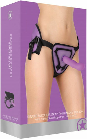 Shots Ouch Deluxe Silicone Strap On Harness with Dildo 20.5cm in Purple Color