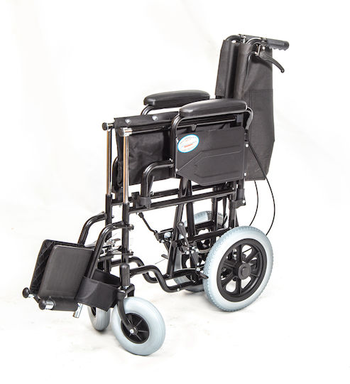 Promoting Medical Promoting Medical Rollstuhl Einfacher Typ Rollstuhl mit abnehmbaren Seiten/Füßen und Begleiterbremsen 46cm PW02021A Schwarz