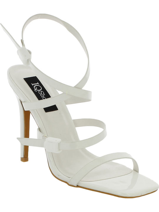 IQ Shoes Women's Sandals XLB19-03 White with Thin High Heel