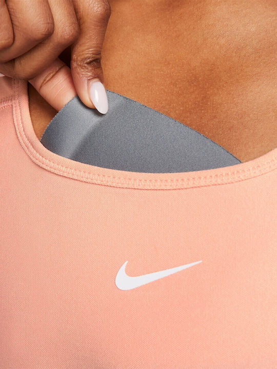 Dri-FIT Swoosh Seamless Γυναικείο Αθλητικό Μπουστάκι Σομόν με Επένδυση