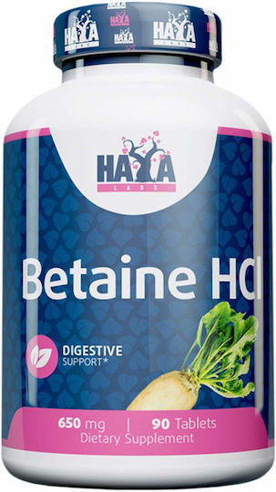 Haya Labs Betaine HCL 650mg Besondere Nahrungsergänzungsmittel 90 Tabletten