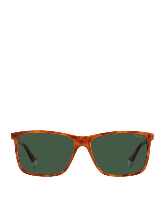 Polaroid Unisex Sunglasses with Brown Tartaruga Plastic Frame and Green Polarized Lens PLD4137/S 0UC/UC