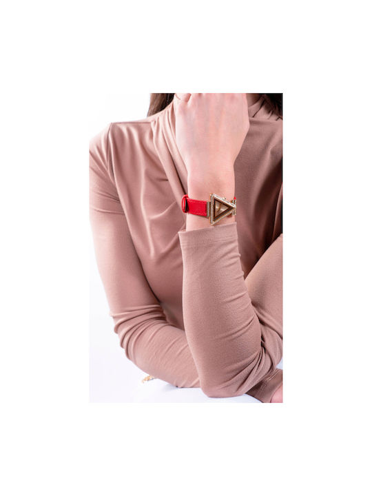 Fame Watch with Red Leather Strap