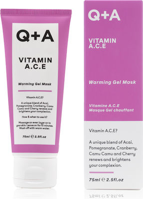 Q+A Natural Skincare Vitamin A.C.E Warming Gel Mask Gesichtsmaske für das Gesicht für Feuchtigkeitsspendend 75ml