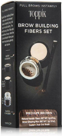 Toppik Brow Building Fiber Set Medium Brown Eyebrow Makeup Powder In Brown Shade 1.2gr