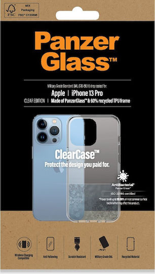 PanzerGlass Clearcase Antibacterial Military Grade Certified Umschlag Rückseite Silikon Transparent (iPhone 13 Pro)