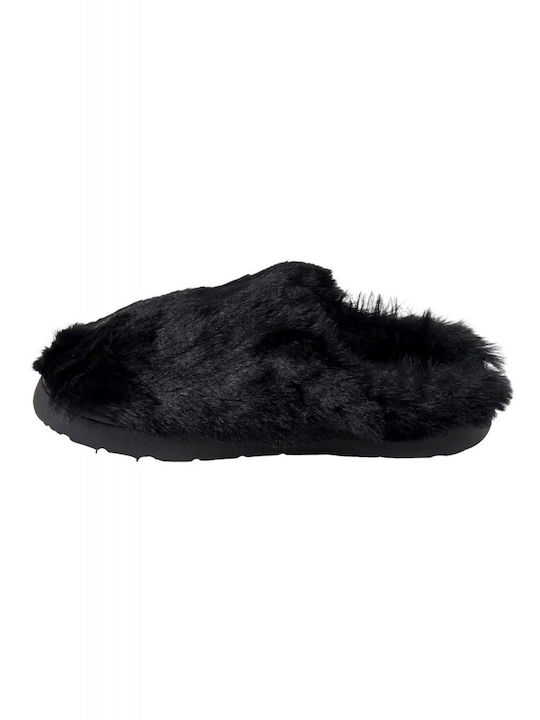 Women's slipper fluffy look internal lining BLACK