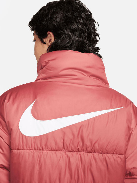 Sportswear Women's Short Puffer Jacket Double Sided Waterproof for Winter Red