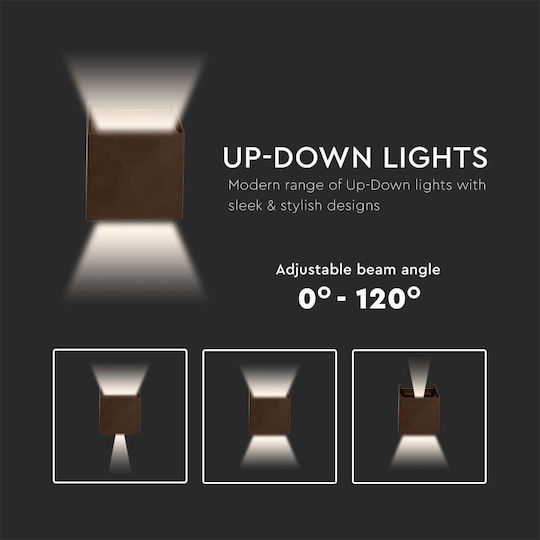 V-TAC Wandmontiertes Außen-Spotlight LED IP65 11W mit Warmweiß Licht Doppelstrahl 10x10x10εκ.