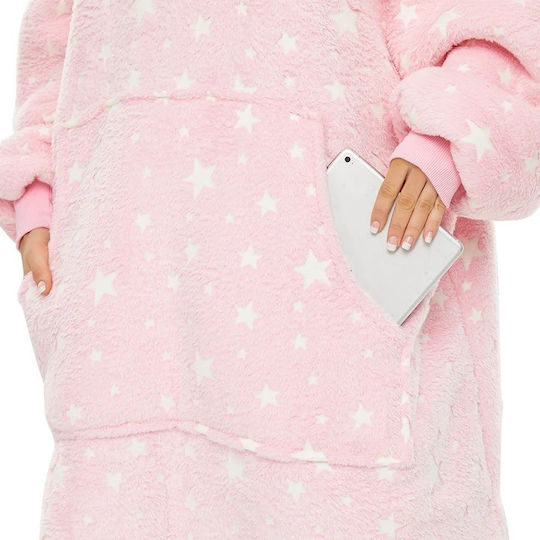 Huggle Plüsch Samtige Decke mit Ärmeln 70x90cm Starry Night Rosa