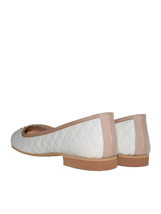 Synthetic Leather Ballerinas White/beige
