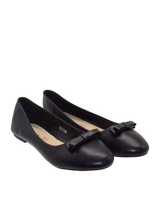Synthetic Leather Ballerinas Black