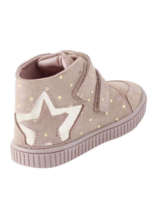 Suede Kinderstiefeletten mit Klettverschluss Rosa