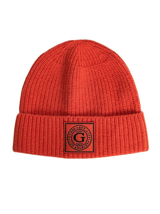 Beanie Beanie with Rib Knit in Orange color