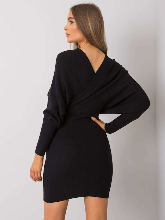 Och Bella Mini Dress Knitted Wrap Black