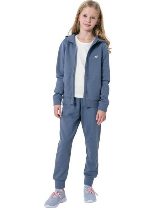 Athletic Kids Sweatshirt Cardigan Cotton with Hood Blue