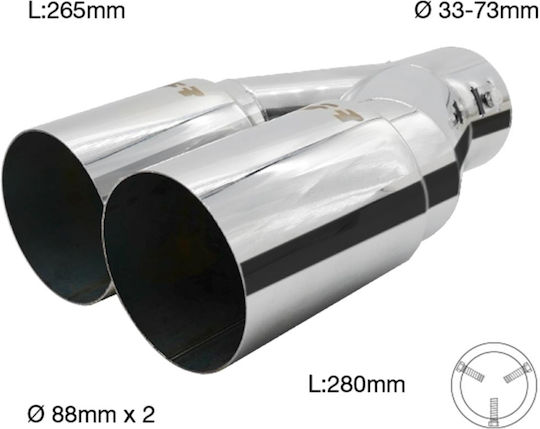 Simoni Racing Auspufftopf 33-73mm (Länge 280mm - Außendurchmesser 88mm x 2)