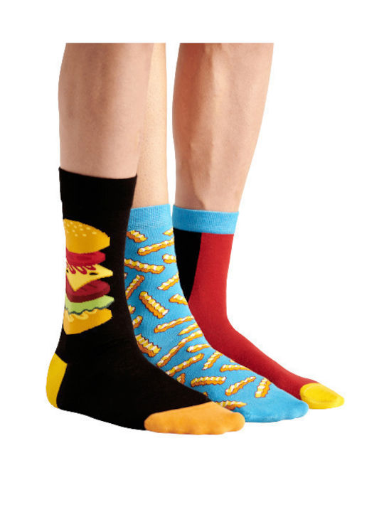 Walk Burger Unisex Κάλτσες με Σχέδια Πολύχρωμες 3 Pack