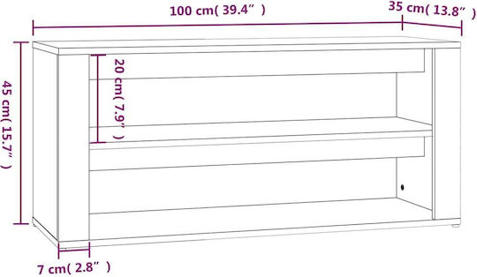 Дървен Обувна рафт с 2 рафта Жълт Д100xШ35xВ45см